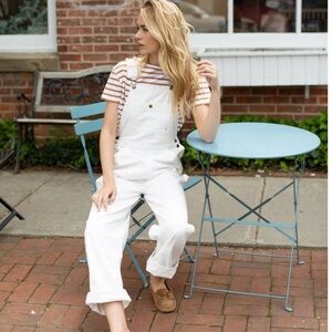 Stylish Women's Cream Denim Overalls